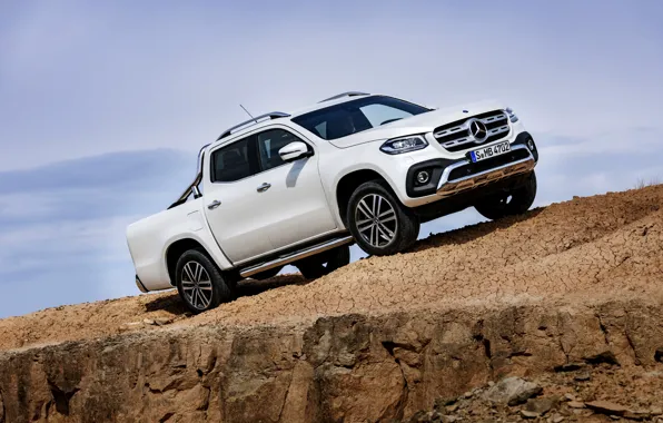 Picture white, the sky, rock, stones, Mercedes-Benz, pickup, 2017, X-Class
