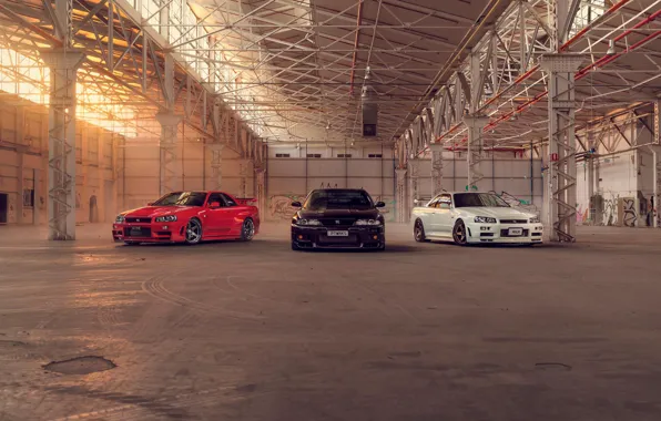 Picture Nissan, Red, Car, Black, White, Skyline, R34, Nismo, R33