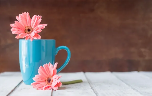 Picture flowers, mug, chrysanthemum, wood, pink, flowers, mug
