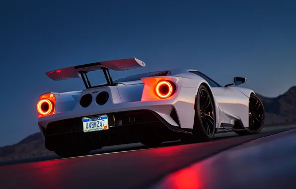 Picture Ford, White, Supercar, Rear, Ligth, GT