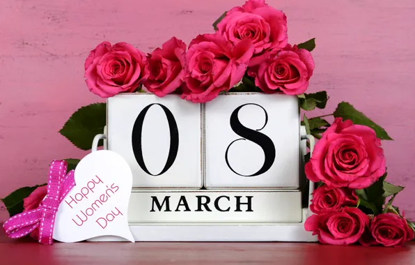 Picture flowers, holiday, roses, March 8, number, date, women's day