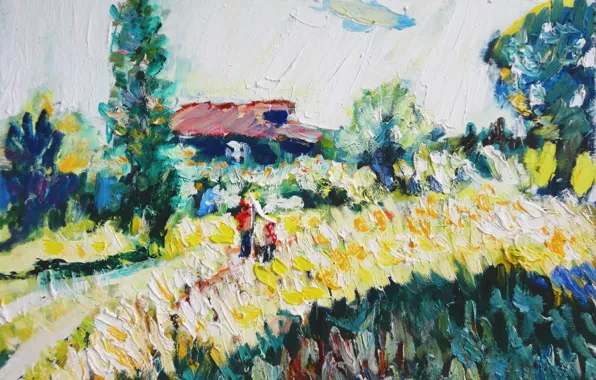 Picture landscape, flowers, nature, 2012, cottage, The petyaev, adult and child