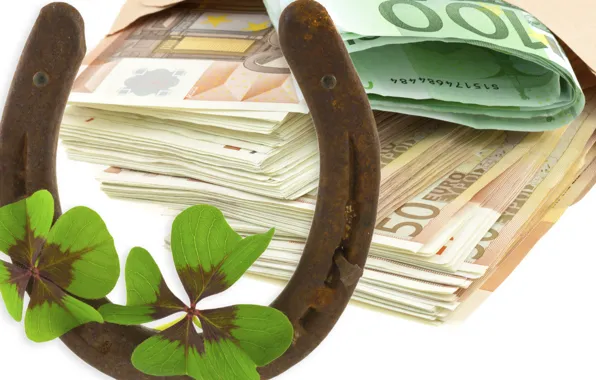 Picture money, clover, Euro, horseshoe