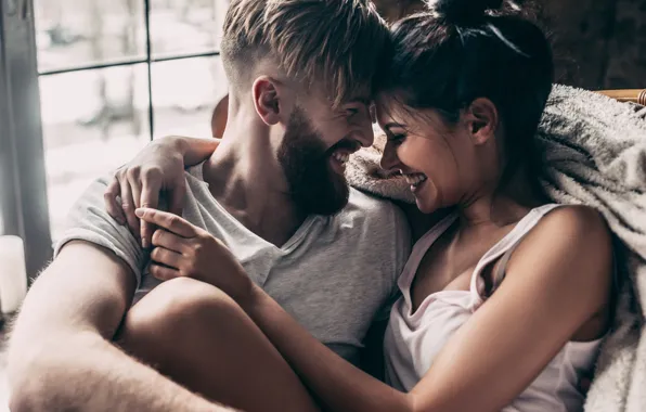 Picture girl, smile, mood, hugs, guy, a couple, lovers