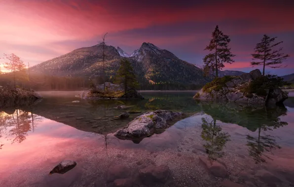 Picture the sky, light, mountains, lake, Germany, Bayern