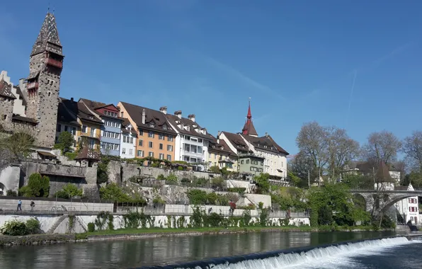 Picture Switzerland, the Reuss river, the Canton of Aargau, the town of Bremgarten