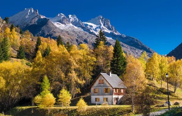 Picture trees, mountains, photo, France, house