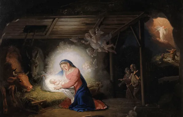 Picture religious painting, Christmas, Borovikovsky, V. L., Nov. Ierusalim