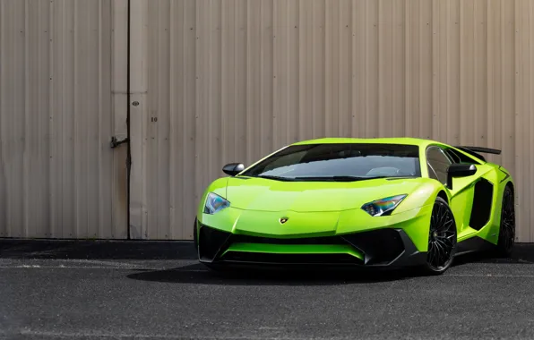 Picture green, Lamborghini, Aventador, Super, veloce