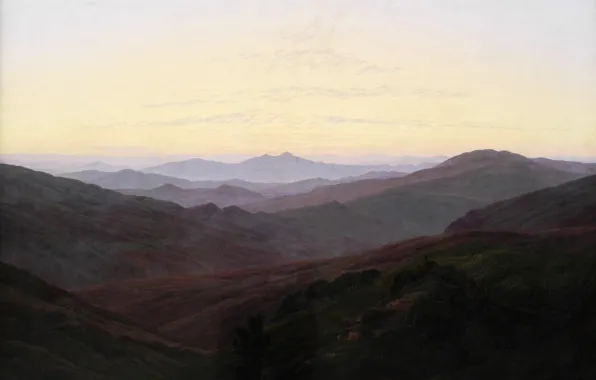 Picture landscape, mountains, picture, Caspar David Friedrich, Riesengebirge