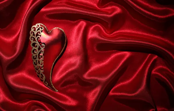 Picture red, love, heart, romantic, silk, valentine`s day