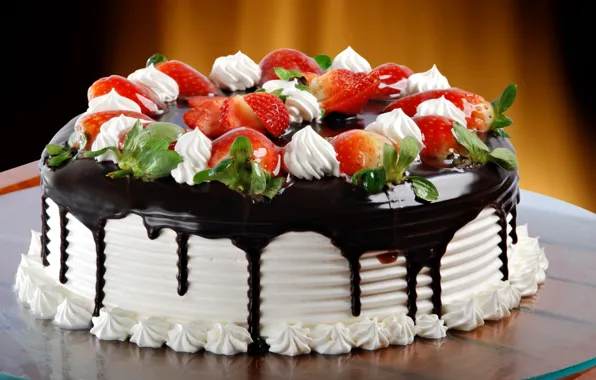 Picture chocolate, strawberry, cake, cream