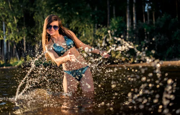 Picture swimsuit, water, squirt, pose, mood, glasses, Anna, Ilya Matveev