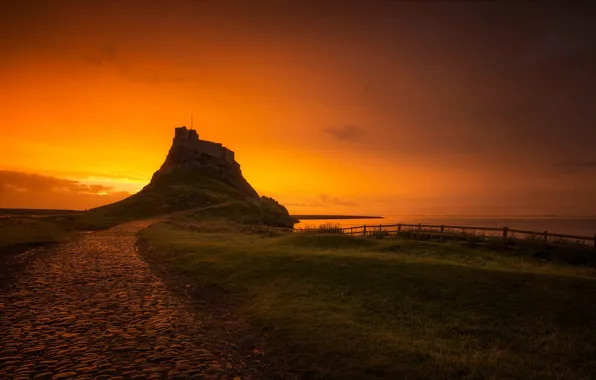 Picture rock, England, mountain, glow, Holy island, Lindisfarne