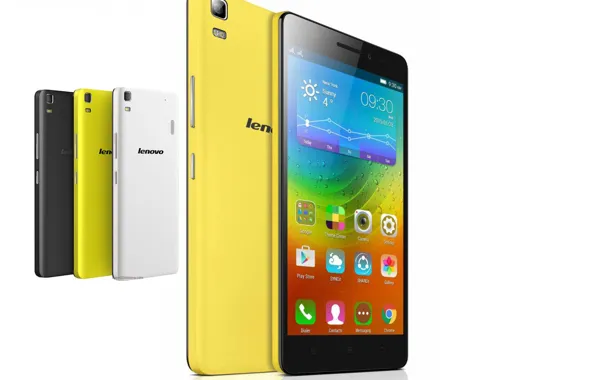 Picture white, yellow, black, Lenovo, smartfoni