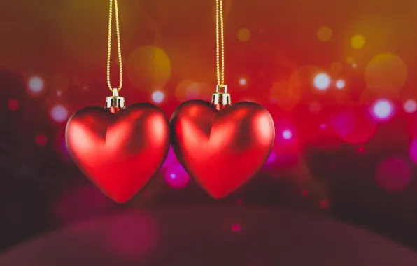 Picture hearts, red, love, romantic, hearts, bokeh, Valentine's Day