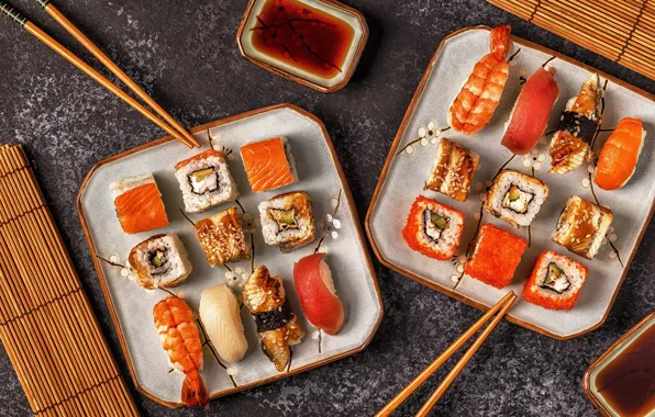 Picture fish, sticks, delicious, sushi, rolls