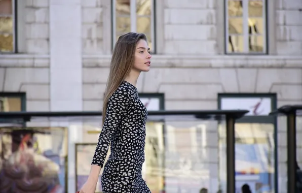 Picture girl, the city, dress, gait