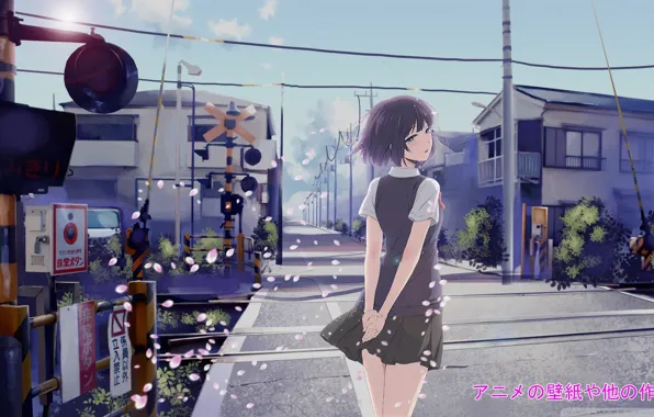 Picture girl, street, anime, Sakura, Hanabi Of Yasuraka, background from the anime, secret desires rejected