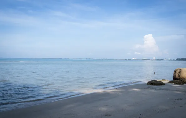 Picture white, beach, sea, blue, sand, malaysia, relaxing, kuantan, blue sea