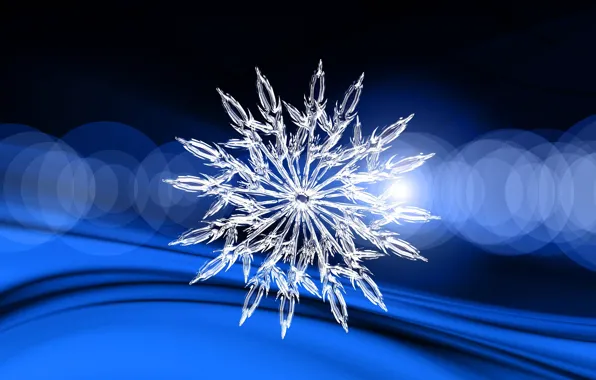 Picture winter, blue background, snowflake