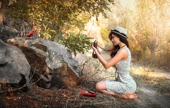 Picture girl, nature, bird, Maks Kuzin, young photographer