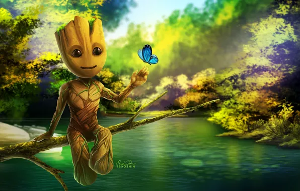 Picture cinema, movie, film, artwork, Guardians of the Galaxy, Groot, Baby Groot