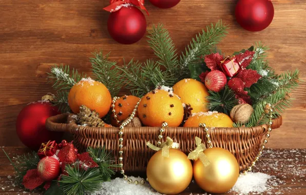 Picture new year, christmas, orange, Mandarin, composition, Christmas songs, arrangement in a basket, basket with oranges
