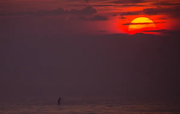 Picture sea, wave, the sun, sunset, France, France, surfer, serving, surfboard, surfer, The Portes-en-Ré, Beach of …