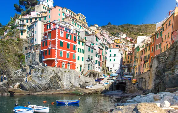 Picture sea, beach, rocks, shore, Italy, landscape, Italy, travel, Monterosso al Mare, Liguria