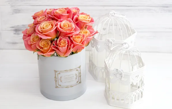 Picture love, flowers, box, roses, bouquet, love, pink, flowers, romantic, roses, cute