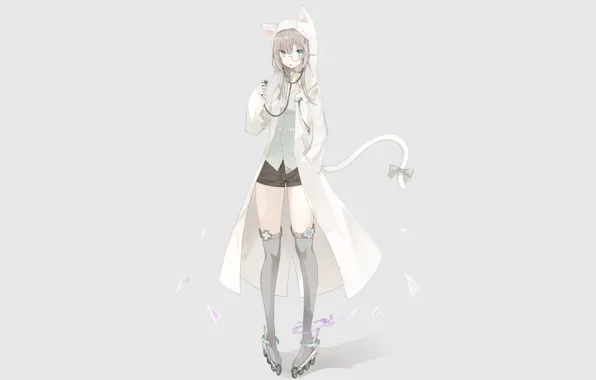 Picture cat, girl, anime, videos, art