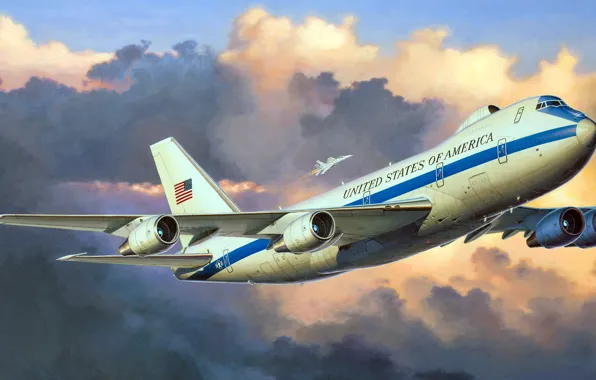 Picture Boeing, UNITED STATES AIR FORCE, NEACP, E-4B, NAOC, Nightwatch, CPSU, doomsday plane, airborne command post, …