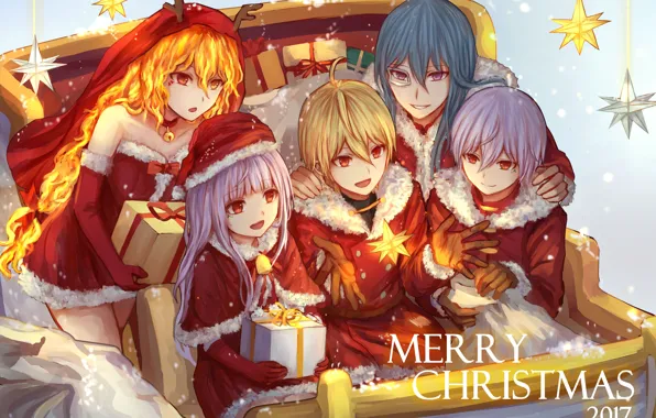 Picture new year, Christmas, anime, friends