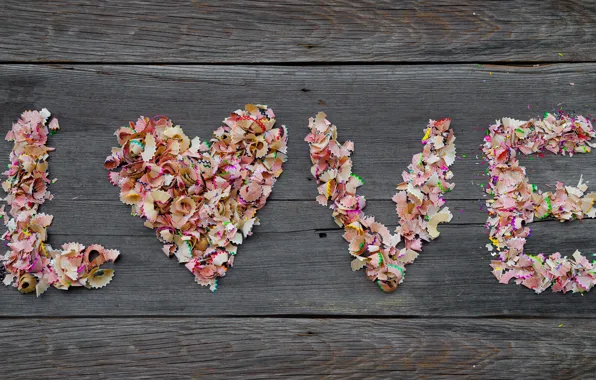 Picture love, tree, heart, Board, colorful, love, heart, wood, romantic, chips