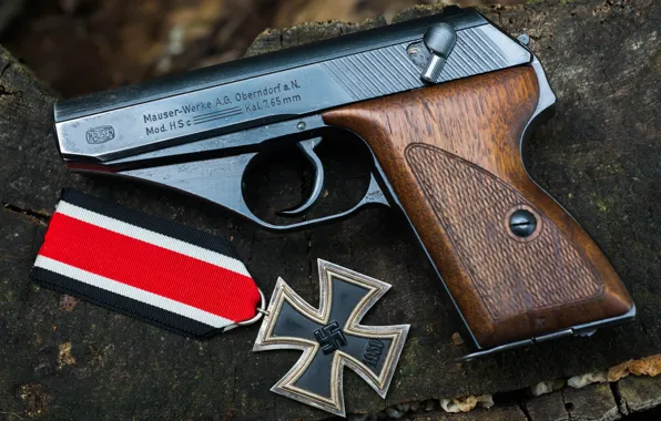 Picture gun, medal, Mauser HSC, German self-loading