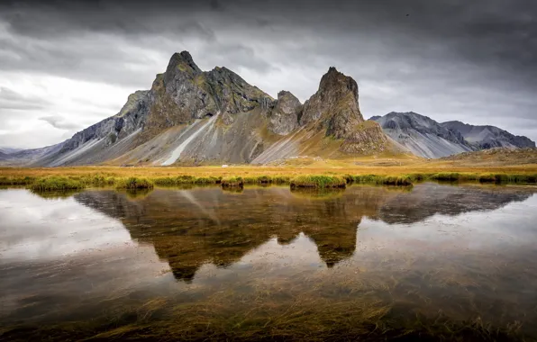 Picture water, reflection, mountain, Iceland, Iceland, East Horn