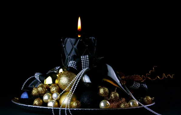 Picture decoration, candle, black background