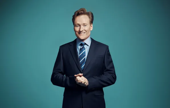 Picture blue, smile, funny, hands, handsome, Ginger, Conan o'brien