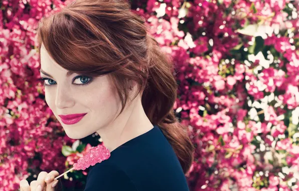 Picture look, girl, background, makeup, lips, Emma Stone, Emma Stone