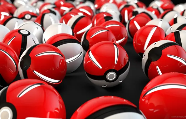 Picture white, red, ball, light, red, white, sphere, glows, ball, pokemon, pokemon, pokeball, pokebol