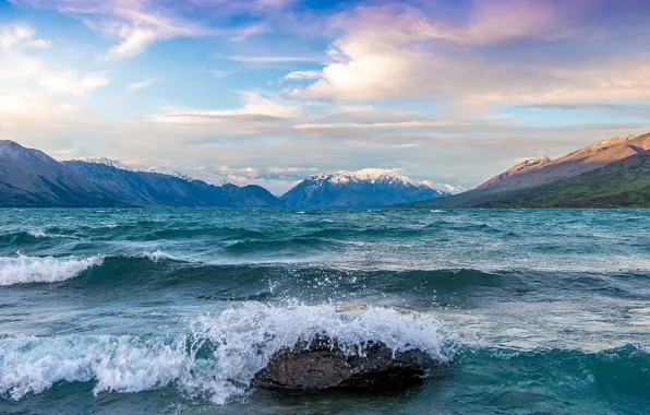 Picture wave, squirt, lake, stone, bursts, New Zealand, New Zealand, Dominic Kamp, Ohau, Ohau