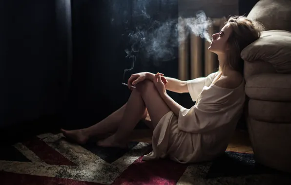 Picture girl, smoke, cigarette, Andrey Frolov