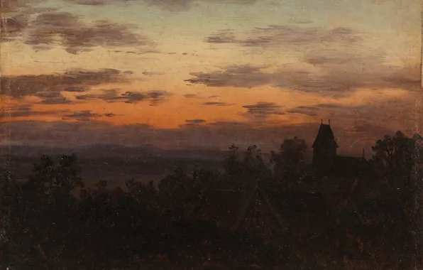 Picture Landscape, Carl Gustav Carus, 1830, at sunset