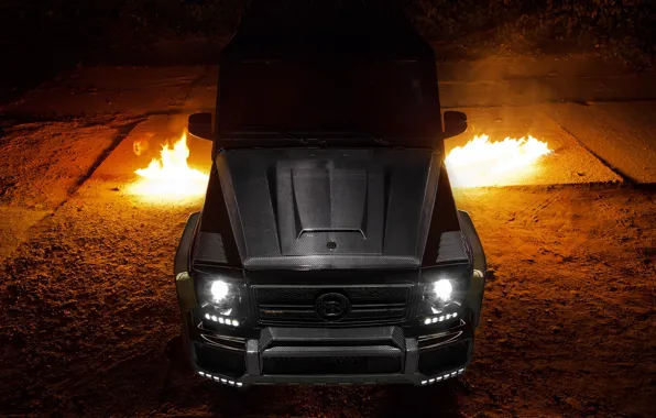 Picture Mercedes, Carbon, AMG, Black, Exhaust, Flames, G65