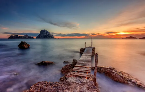 Picture sea, bridge, shore, Ibiza, Cala D´hort