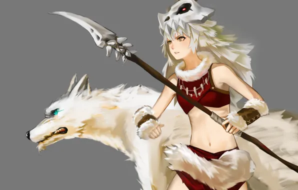 Picture girl, background, wolf, Amazon, crusaders quest