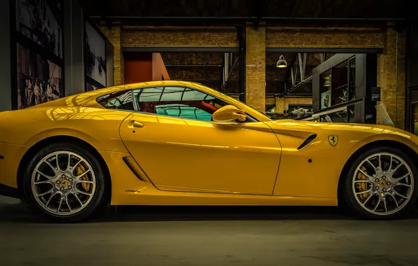 Picture yellow, Ferrari, supercar