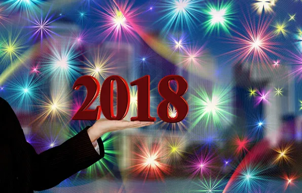 Picture background, hand, New year, 2018