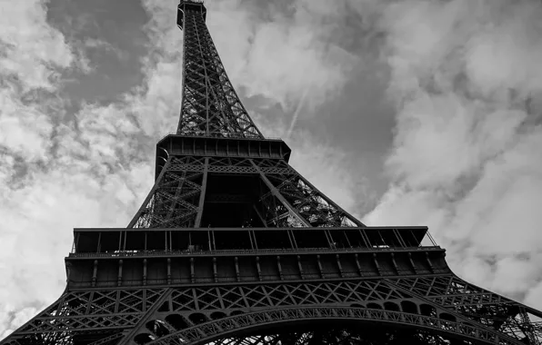 Picture clouds, France, Paris, Eiffel tower